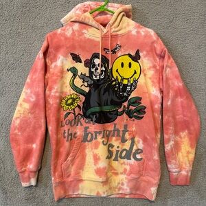 Chinatown Market X Smiley Hoodie NEW Mens Sz S Pink Tie Dye Long Sleeve